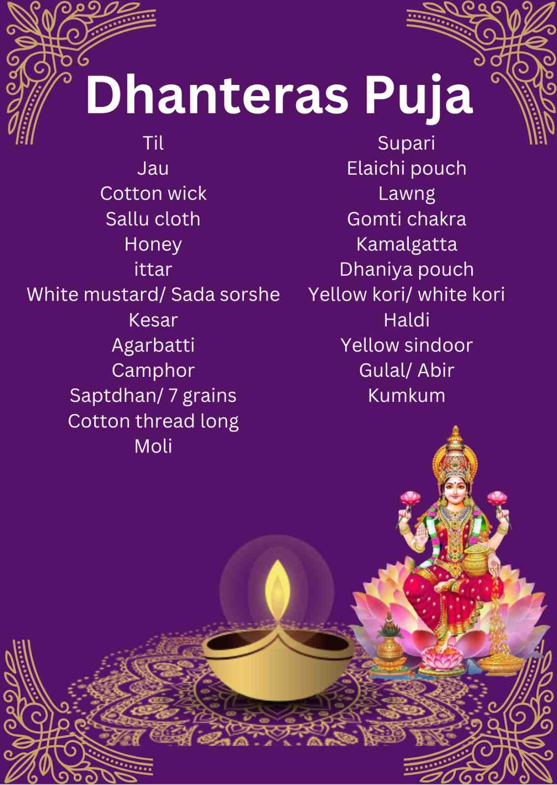 Readymade Dhanteras puja